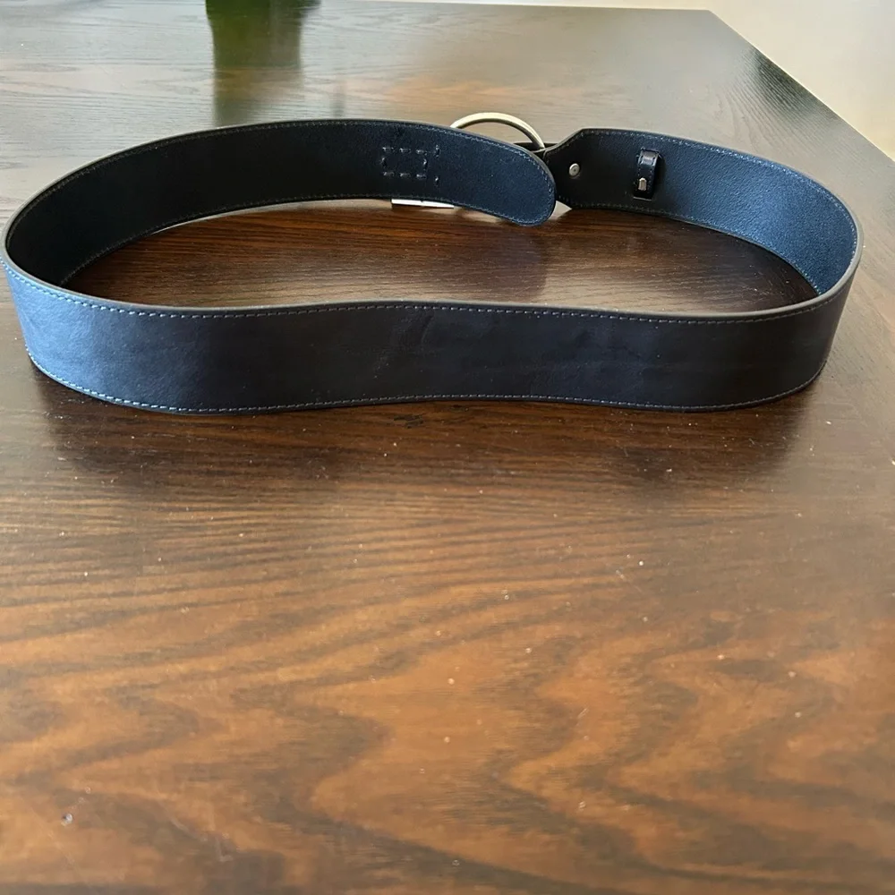 NWT J.JILL Y2K Black Fine Italian VTGE Leather Belt M/L Silver finished hardware